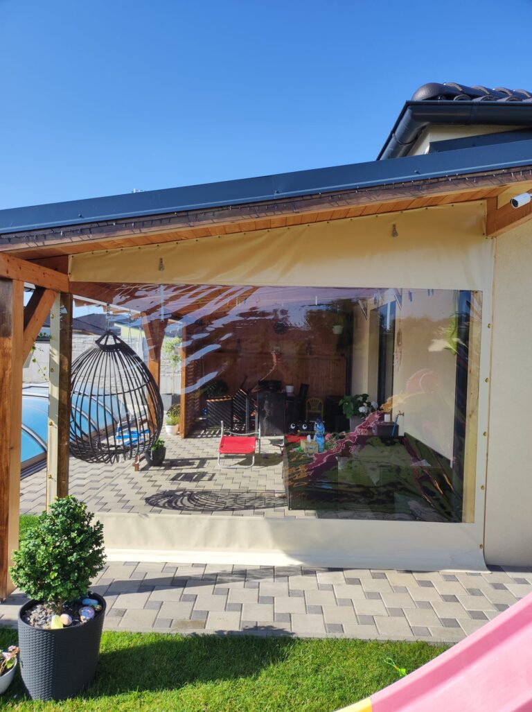 PVC opláštenie altánku alebo terasy – realizácia LuxPlachty